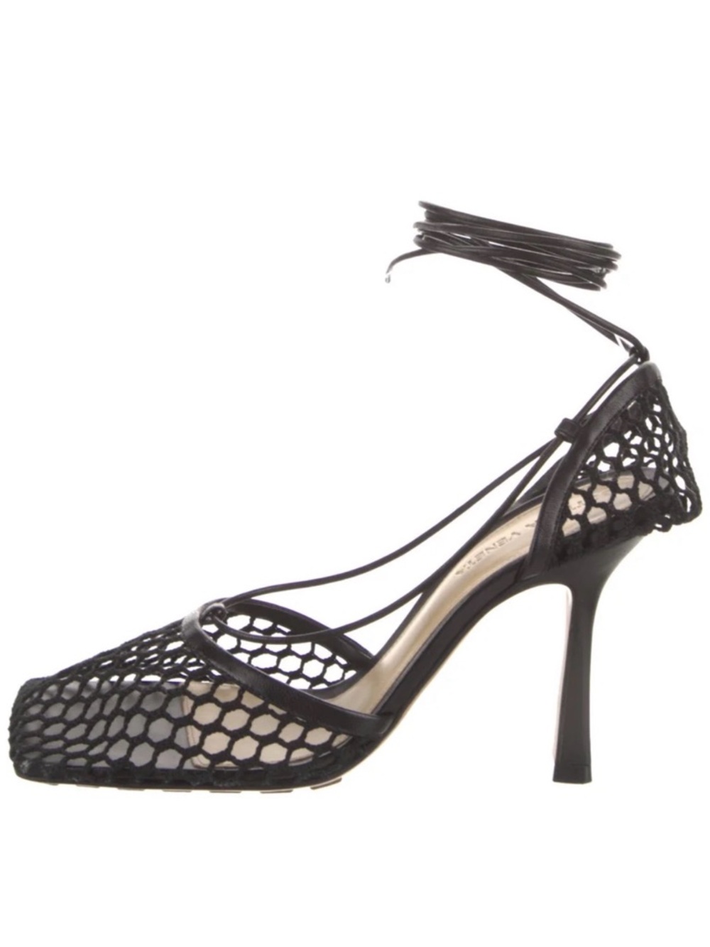 Bottega Veneta Black Mesh Lace-Up Stiletto Pumps